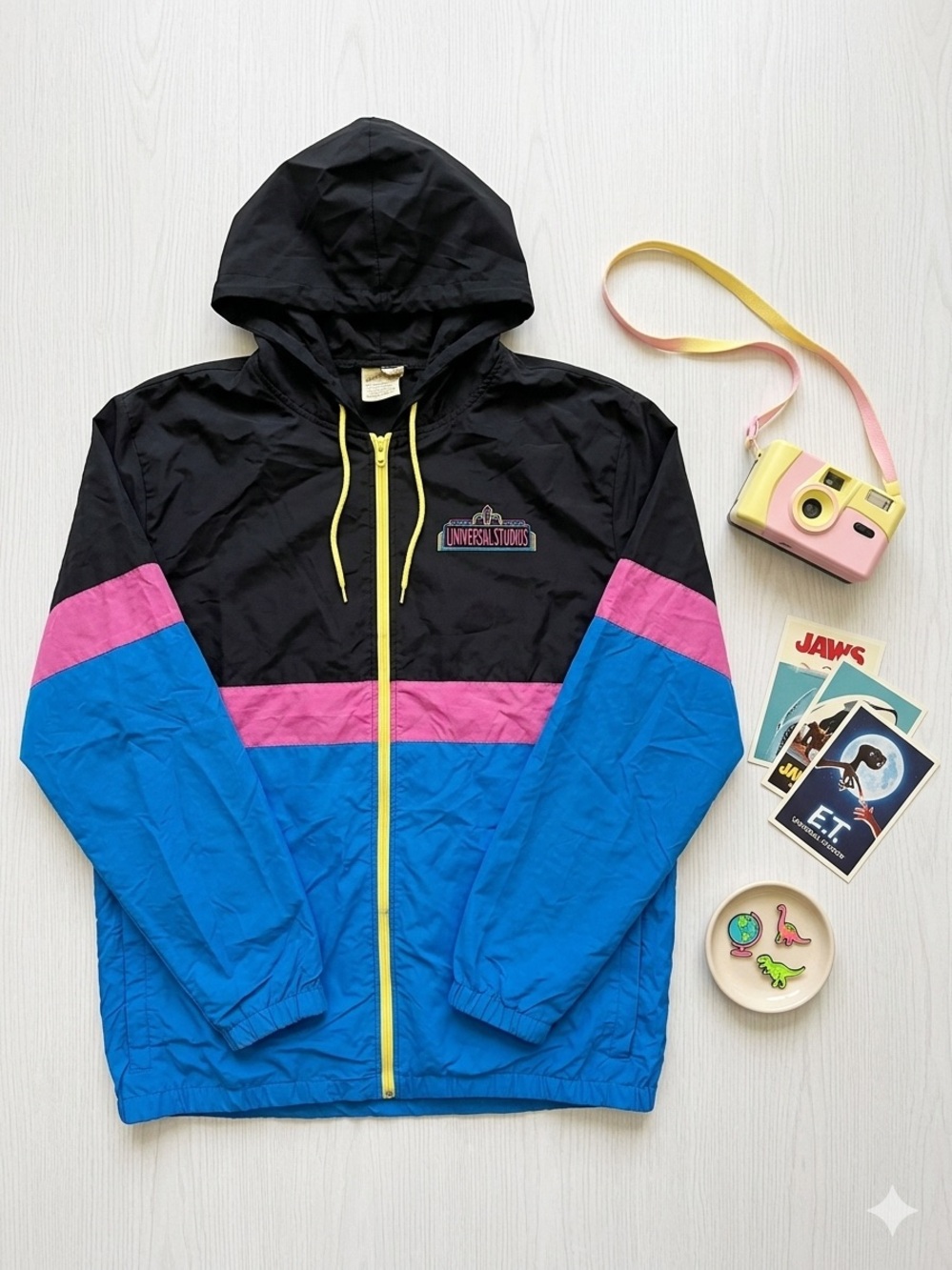 Universal Studios Windbreaker Retro Color Block Hooded Embroidered Logo 2X-large